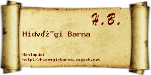Hidvégi Barna névjegykártya